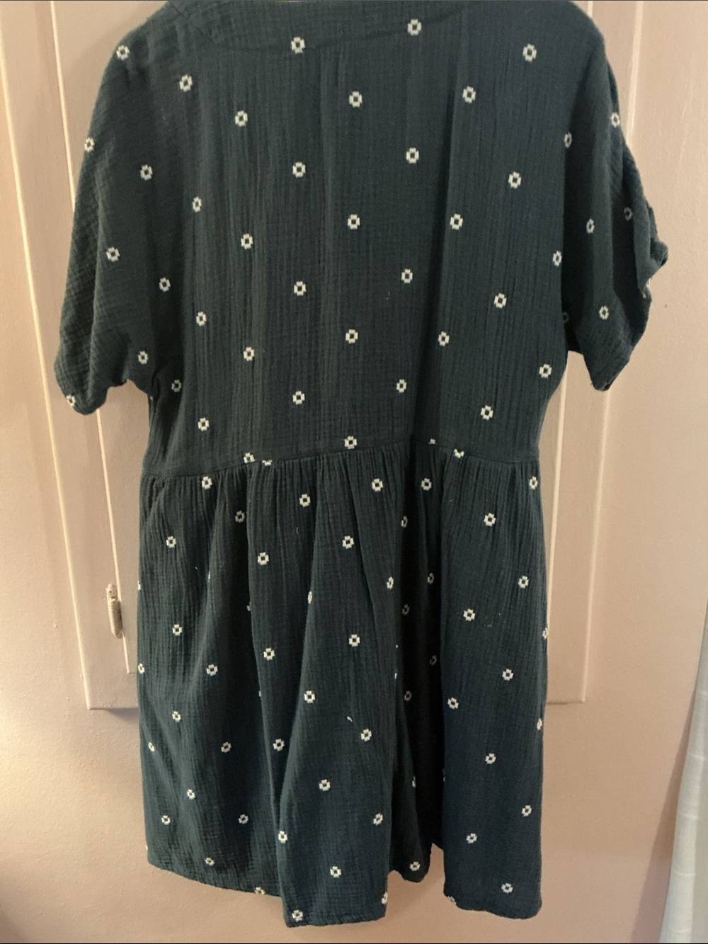 Madewell Navy Blue Textured Top with White Embroidered Motifs - Picture 4 of 6